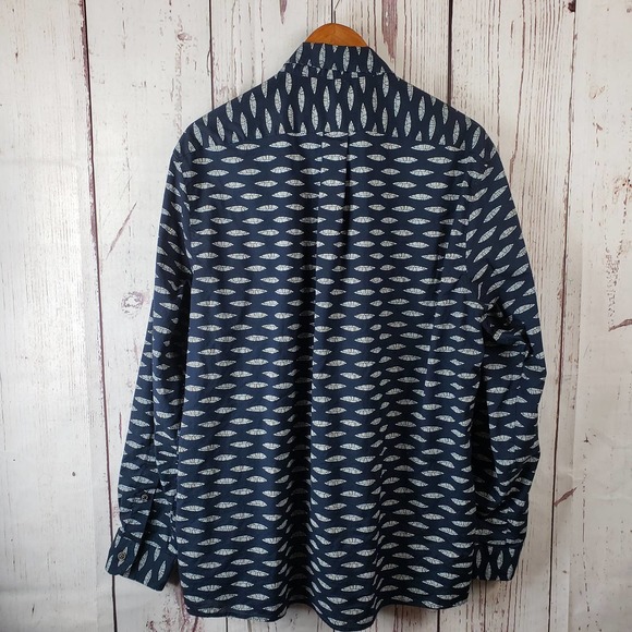 ROWM Dress Shirt Mens Size Large Button Down Long Sleeve Cotton Blue - Picture 7 of 8